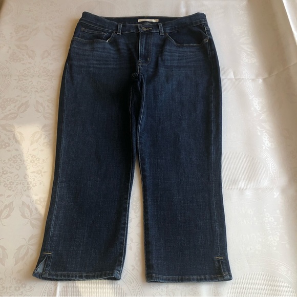 Levi’s Jeans Denim Capri Women’s Size 10 Blue Classic Pants Elastic Waist Cargo - Picture 15 of 16